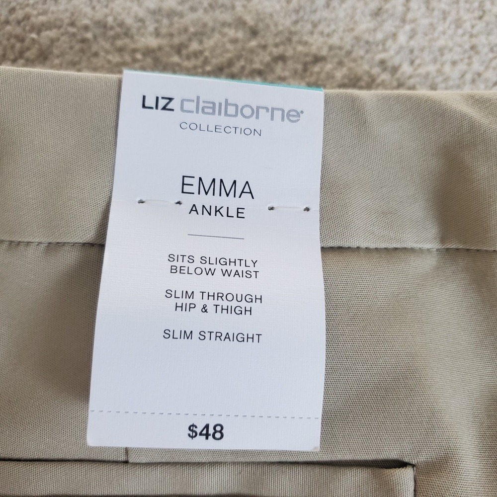 Liz Claiborne Emma Ankle Pants Size 16 SLIM Straight Leg Tan NWTGS - Picture 11 of 15